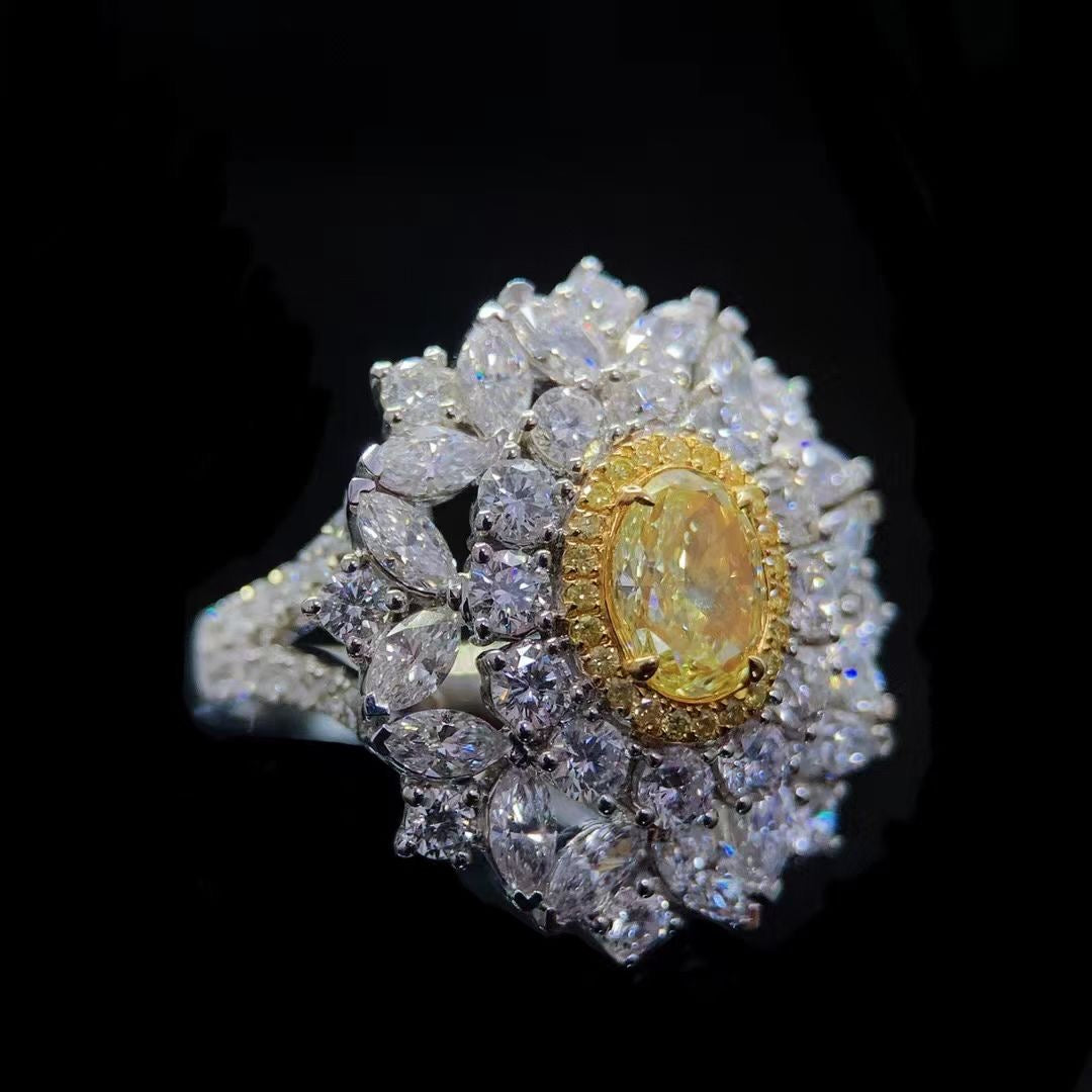 GIA Yellow diamond halo ring