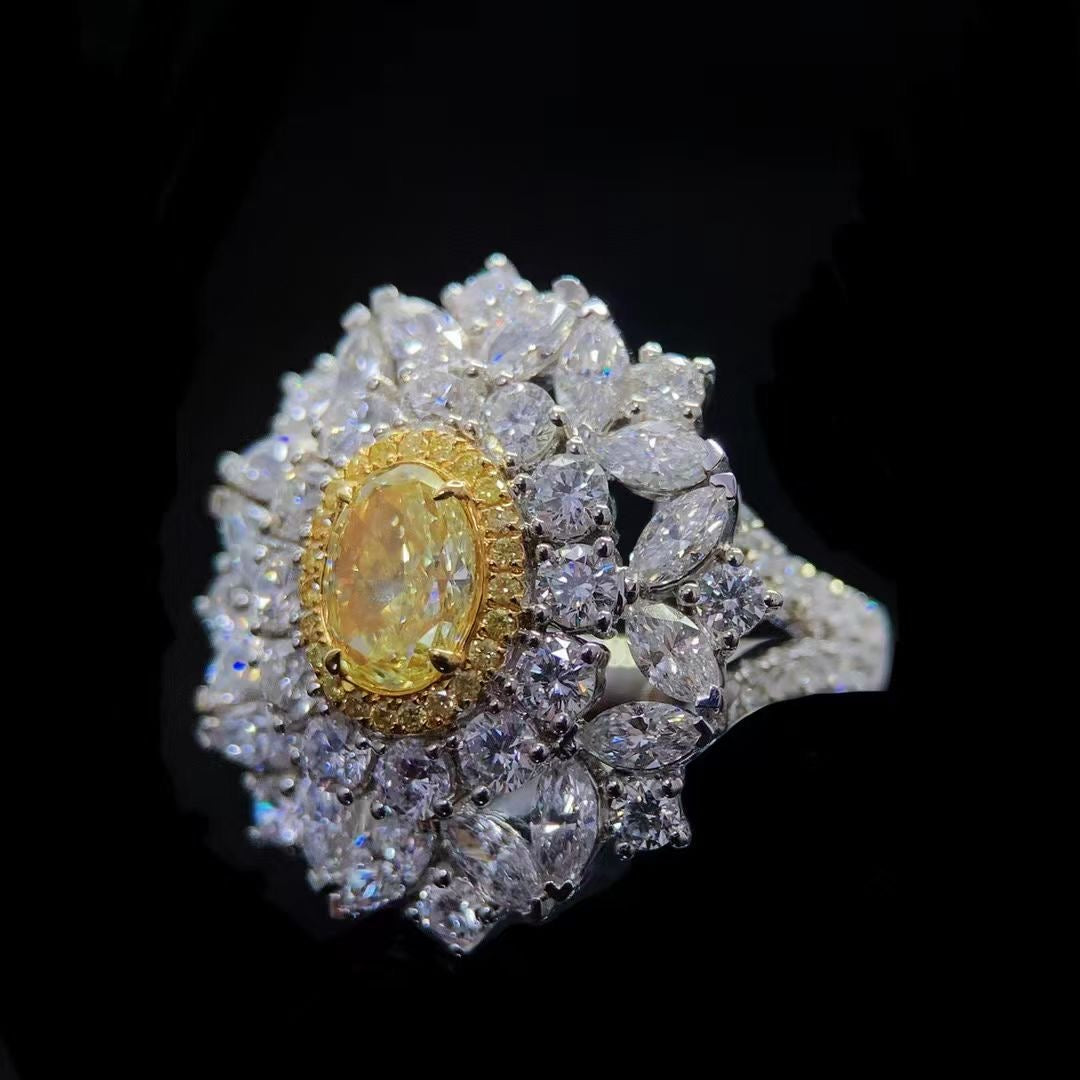 GIA Yellow diamond halo ring