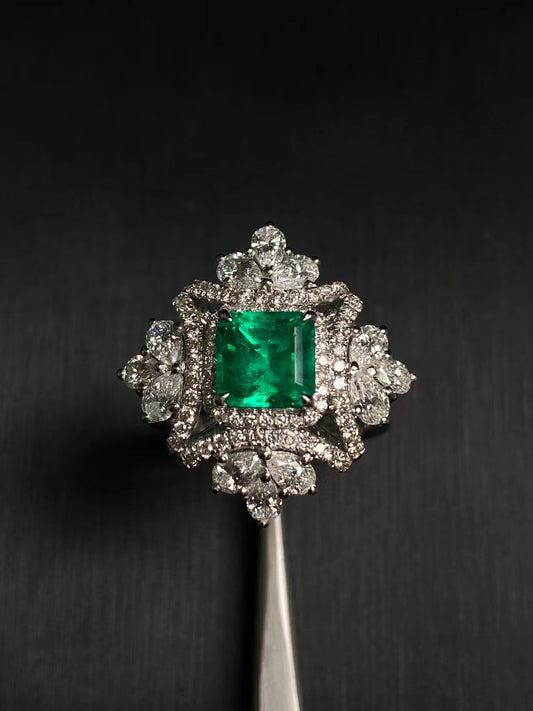 18K Emerald diamond dual wearing pedant&ring