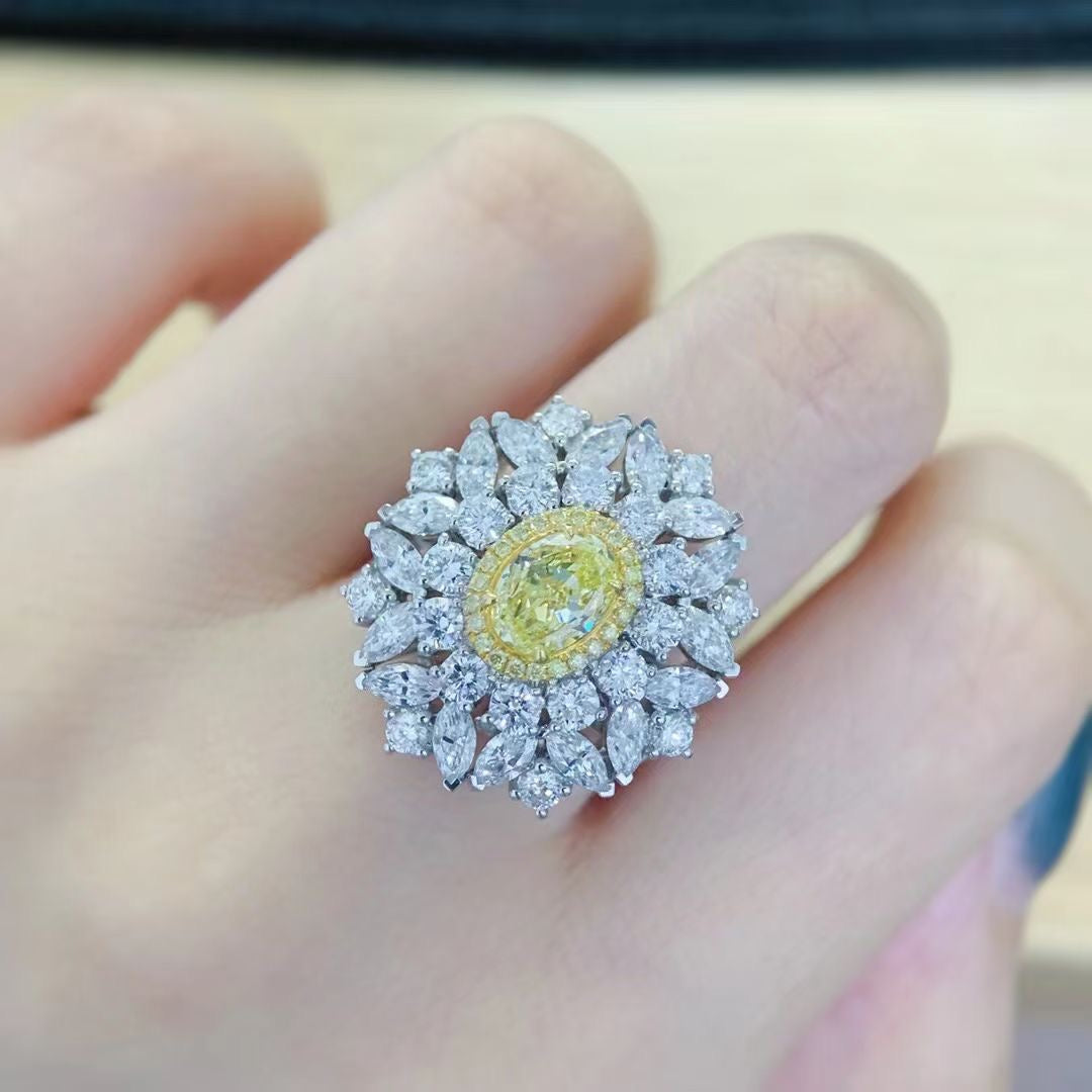 GIA Yellow diamond halo ring