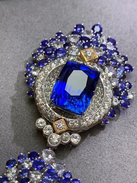 18K Lux sapphire diamond necklace