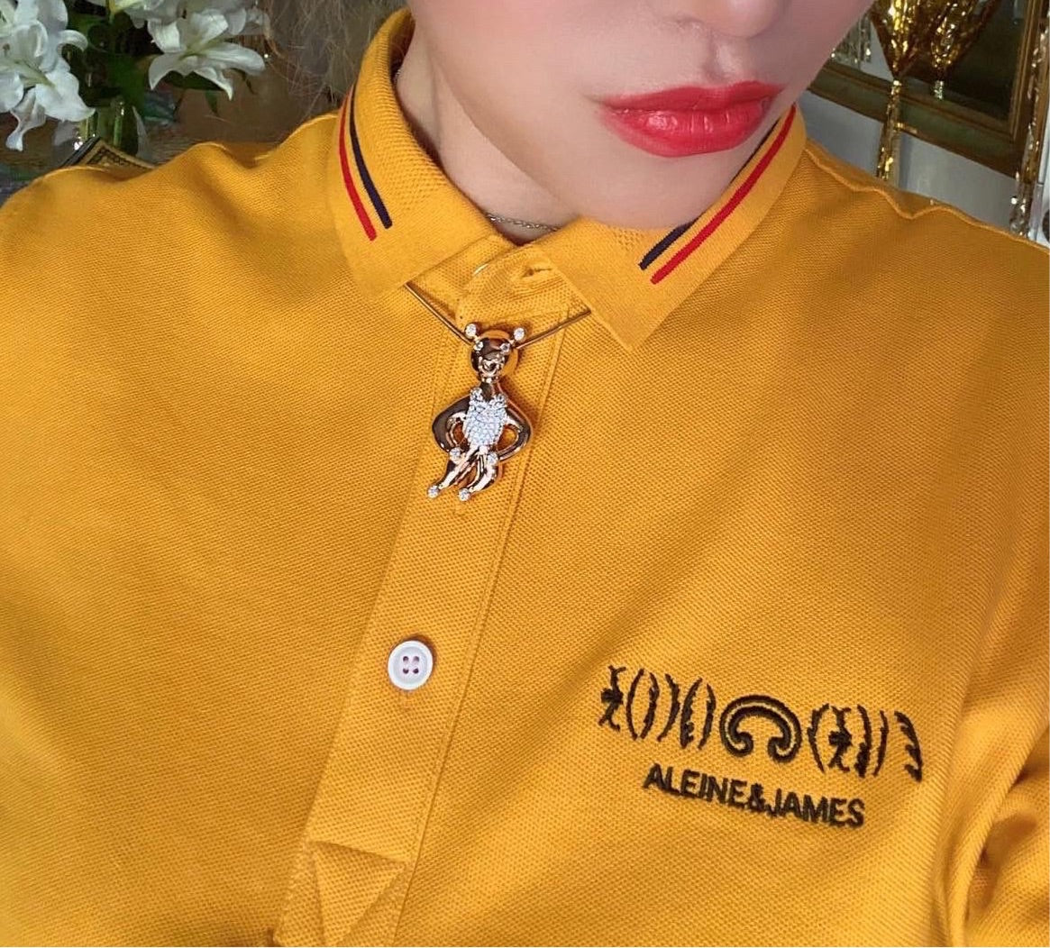 Women/men Gold yellow polo shirt