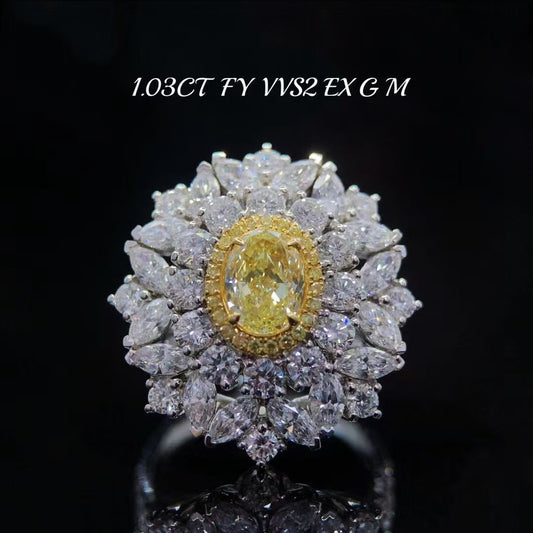 GIA Yellow diamond halo ring